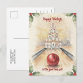Christmas Bowling Holiday Greeting Cards シーズンポストカード (正面/裏面)