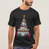 Christmas Bowling Pin Ball Tree Xmas Funny Men Boy Tシャツ (正面)