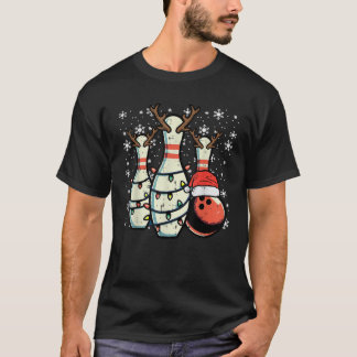 Christmas Bowling Pins Reindeer Xmas Bowler Women  Tシャツ
