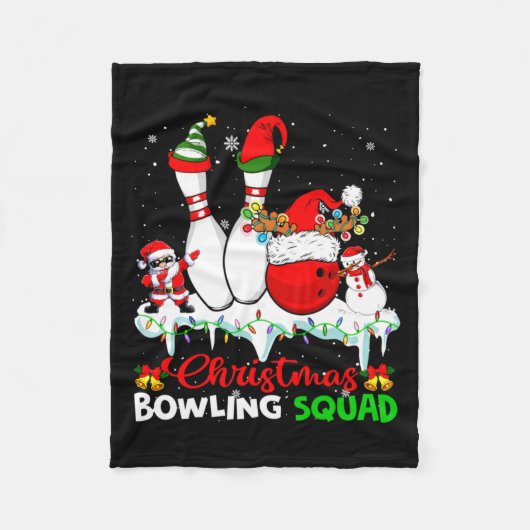 Christmas Bowling Squad Dabbing Santa Elf Bowling フリースブランケット (正面)