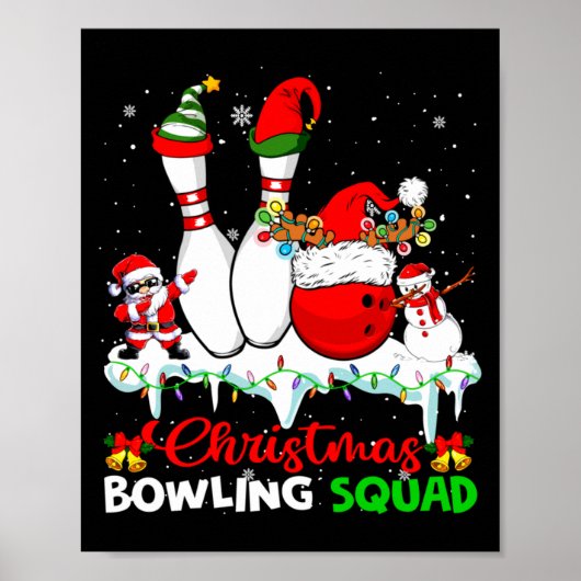 Christmas Bowling Squad Dabbing Santa Elf Bowling  ポスター (正面)