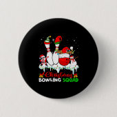 Christmas Bowling Squad Dabbing Santa Elf Bowling  缶バッジ (正面)