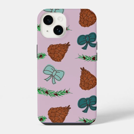 Christmas Bows and Pinecones iPhoneケース (裏面)