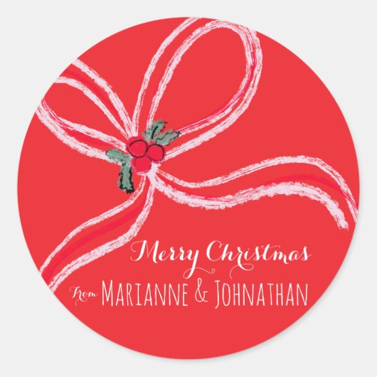 Christmas Bows Corporate Office Event ラウンドシール (正面)