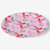 Christmas bows green pink whimiscal hand drawn ペーパープレート (アングル)