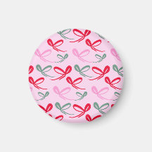 Christmas bows green pink whimiscal hand drawn