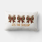 Christmas Bows Plaid Bows Red ランバークッション (裏面)