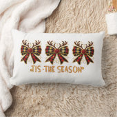 Christmas Bows Plaid Bows Red ランバークッション (ブランケット)