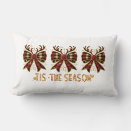 Christmas Bows Plaid Bows Red ランバークッション