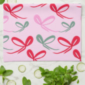 Christmas Bows Reversible Color キッチンタオル (折り畳み)