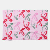Christmas Bows Reversible Color キッチンタオル (横)