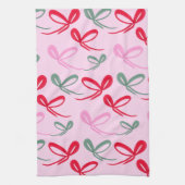 Christmas Bows Reversible Color キッチンタオル (縦)