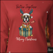 Christmas Boxer Dog Reindeer Scarf Gift トライブレンドＴシャツ