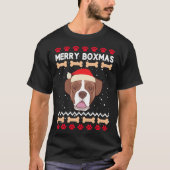 Christmas Boxer Dog Santa Hat Ugly Xmas Merry Boxm Tシャツ (正面)