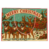 Christmas Boxer Dogs Gift Bag ラージペーパーバッグ (裏面)