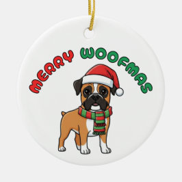 Christmas Boxer Ornament: Merry Woofmas セラミックオーナメント
