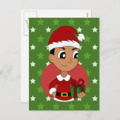 Christmas boy cartoon シーズンポストカード (正面/裏面)