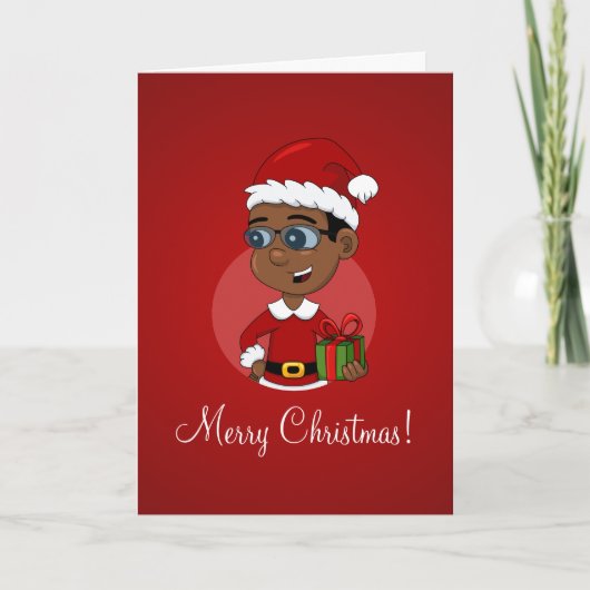 Christmas boy cartoon holiday card シーズンカード (正面)