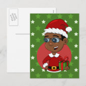 Christmas boy cartoon holiday postcard シーズンポストカード (正面/裏面)
