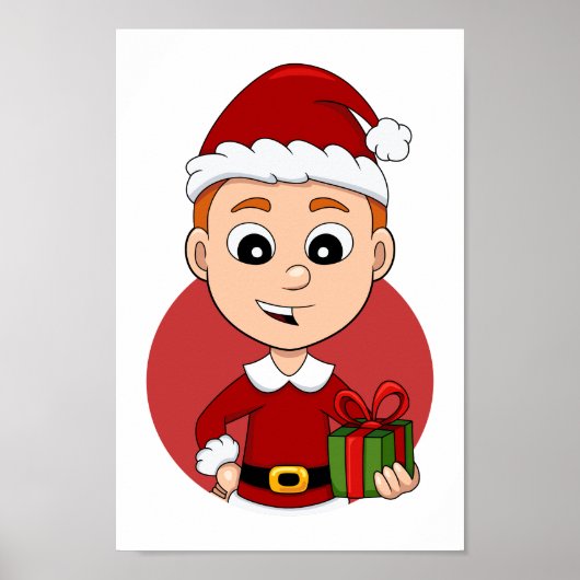 Christmas boy cartoon poster ポスター (正面)