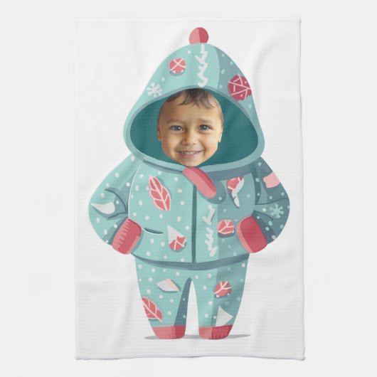 Christmas Boy Face Personalized キッチンタオル (縦)