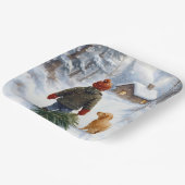 Christmas Boy In Snowflakes With Pine Tree and Dog ペーパープレート (傾斜あり)