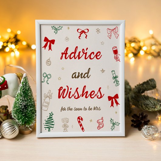 Christmas Bridal Shower Advice and Wishes ポスター