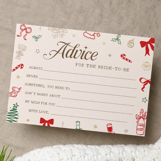 Christmas Bridal Shower Advice for the Bride Card 招待状