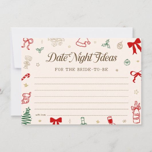 Christmas Bridal Shower Date Night Ideas Card 招待状 (正面)