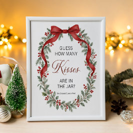 Christmas Bridal Shower Guess How Many Kisses ポスター