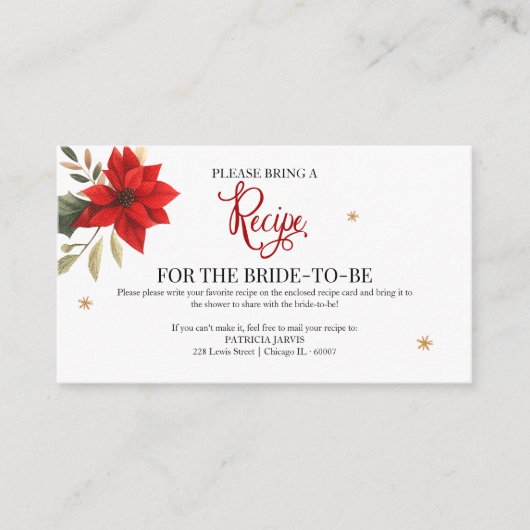 Christmas Bridal Shower Recipe Request エンクロージャーカード (正面)
