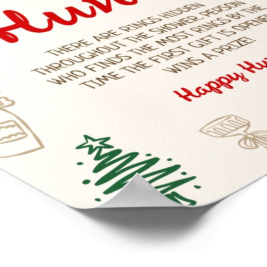 Christmas Bridal Shower Ring Hunt Game ポスター (角)