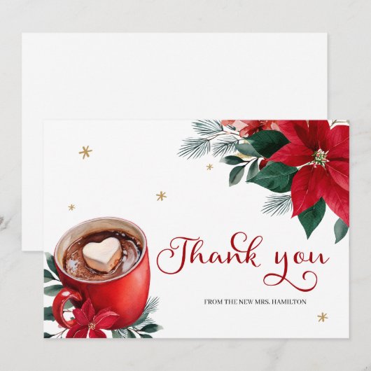 Christmas Bridal Shower Thank You 招待状 (正面/裏面)