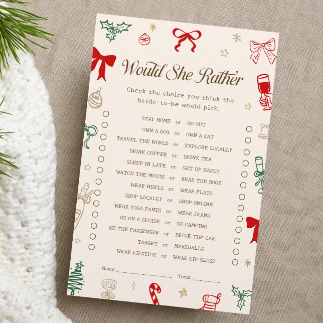 Christmas Bridal Shower Would She Rather Game (クリエイターアップロード済み)