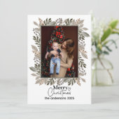 Christmas Brown Floral Watercolor |Merry Christmas シーズンカード (スタンド正面)