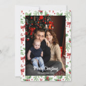 Christmas Brown Floral Watercolor |Merry Christmas シーズンカード (正面)