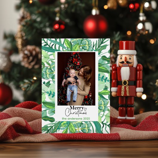 Christmas Brown Floral Watercolor |Merry Christmas シーズンカード