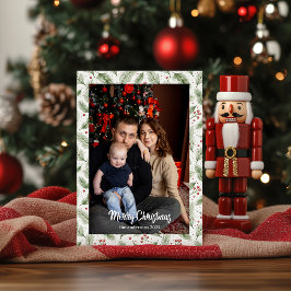 Christmas Brown Floral Watercolor |Merry Christmas シーズンカード