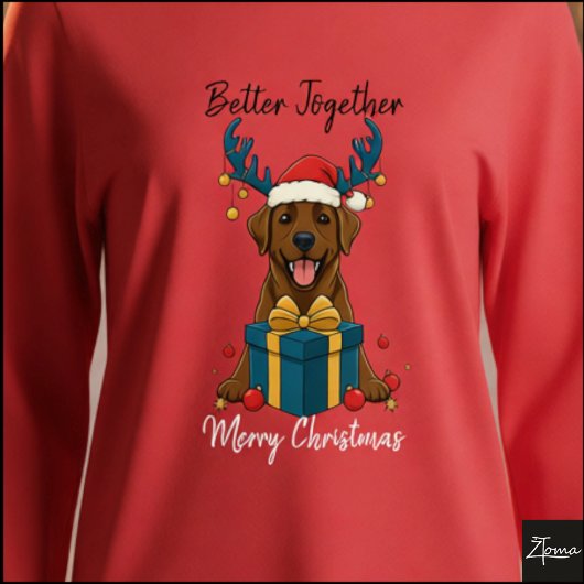 Christmas Brown Labrador Gift Graphic Reindeer トライブレンドＴシャツ