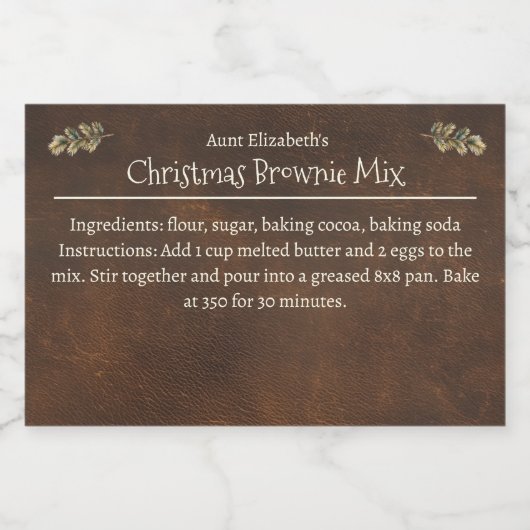 Christmas Brownie Baking Mix Personalized フードラベル (シングルラベル)