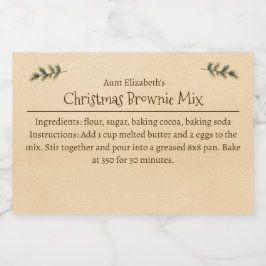 Christmas Brownie Baking Mix Personalized Simple フードラベル