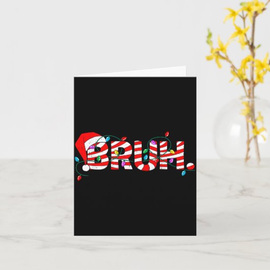 Christmas Bruh Candy Cane Santa Hat Xmas Slang Mem カード (黄色い花)