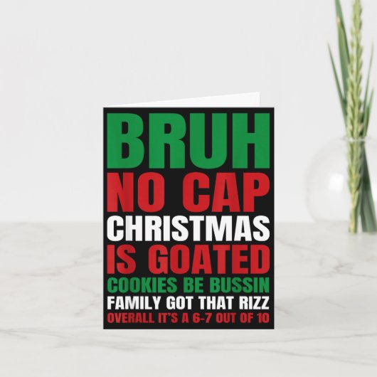 Christmas Bruh No Cap Cookies Bussin Funny Rizz Me カード (正面)