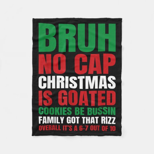 Christmas Bruh No Cap Cookies Bussin Funny Rizz Me フリースブランケット (正面)