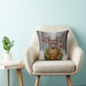 Christmas Buck Wearing a Glowing Wreath クッション (椅子)