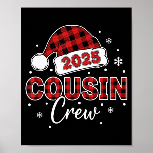 Christmas Buffalo Plaid 2025 Cousin Crew Santa Hat ポスター (正面)