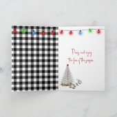 Christmas Buffalo Plaid Dog Paw Print and Hat カード (内部)