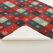 Christmas Buffalo Plaid Snowflakes Red Green シェルパブランケット (3/4)