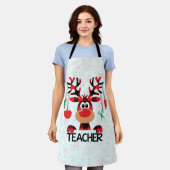 Christmas Buffalo Plaid Teacher エプロン (着用した状態)