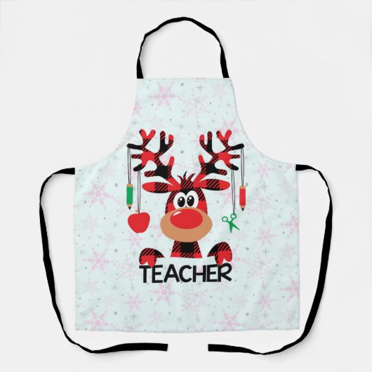 Christmas Buffalo Plaid Teacher エプロン (正面)